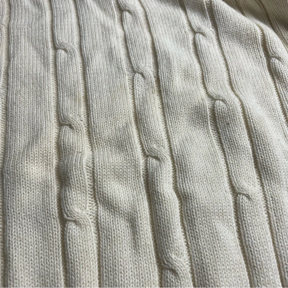 John Ashford VTG 90s Sweater Mens M Cable Knit Cotton NWT White